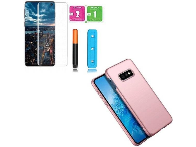 Kit Carcasa, Protector de Vidrio Nano Curved UV y Soporte Magnético Auto Samsung Galaxy S10e PHONOCARE SlimShield Rosa