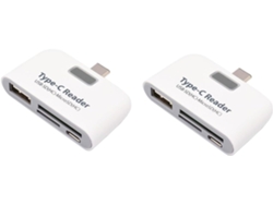 Hub Usb Compacto De 2 Piezas Con Conectores Adaptadores Otg Para Usb Y Xps, Blanco