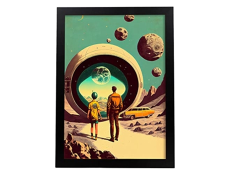NACNIC Poster Estación Espacial En Estilo Surrealismo Cinematográfico Ilustraciones Y Grabados De Historieta Abstracta Y Artística A3 Marcos Negros