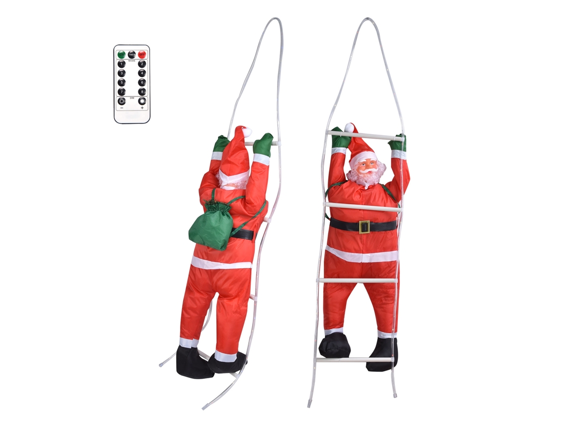 Decoración Navideña: Cuerda Para Trepar Con Forma De Papá Noel, Luces Led, 8 Modos, Usb, 90 Cm.