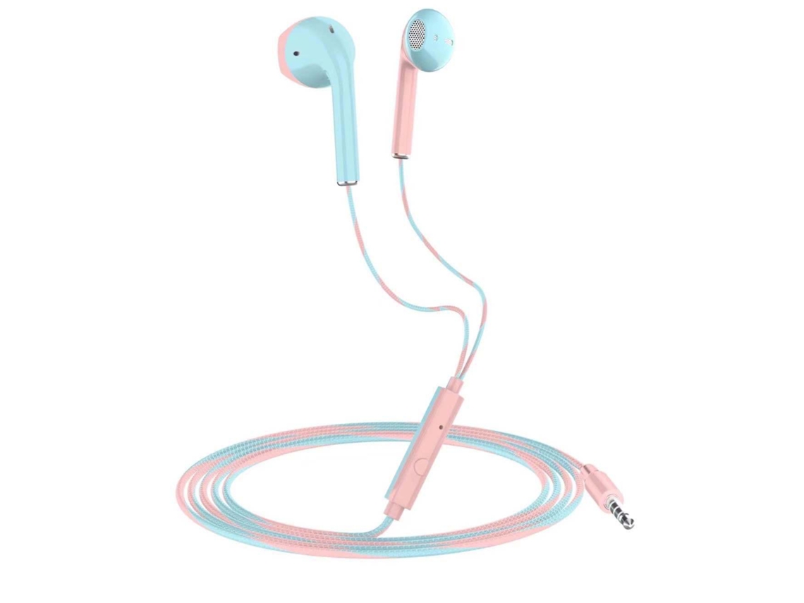 Auriculares Inalámbricos De 3,5 Mm (azul/rosa), Graves Estéreo Con Micrófono