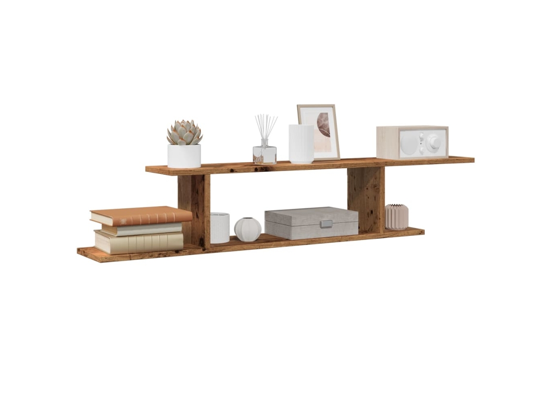 Estante De Pared De Tv Madera Ingeniería Envejecida 125x18x23cm