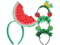 De 4 Faixas De Cabelo Com Frutas Havaianas Da Ciieeo: Abacaxi, Morango E Melancia. Acessórios Para Cabelo.