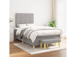 Cama Box Spring Con Colchón Tela Gris Claro 120x200 Cm