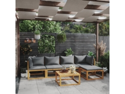 Conjunto de jardín DKD Home Decor de 6 piezas con cojines de acacia maciza