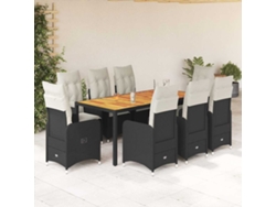 Conjunto de bistró de jardín de 9 piezas DKD Home Decor con cojines de mimbre negros