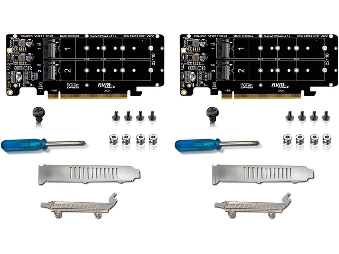 Tarjeta Elevadora Para Servidor 2u Nvme Pcie X16 A M.2-key Nvmex4 Ssd De Doble Cara Con 4 Discos, Dividida.