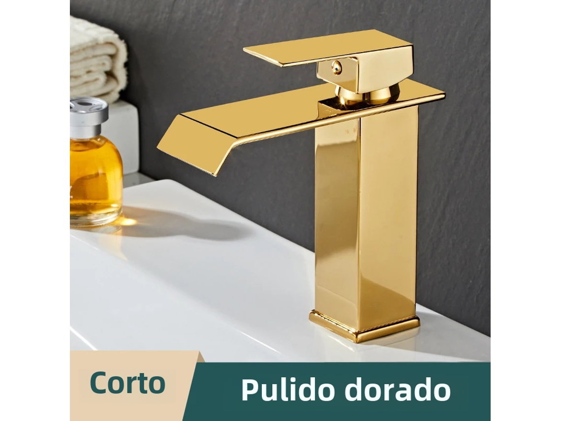Grifo Monomando Moderno De Acero Inoxidable Para Agua Caliente Y Fría (estilo B Dorado, Corto)