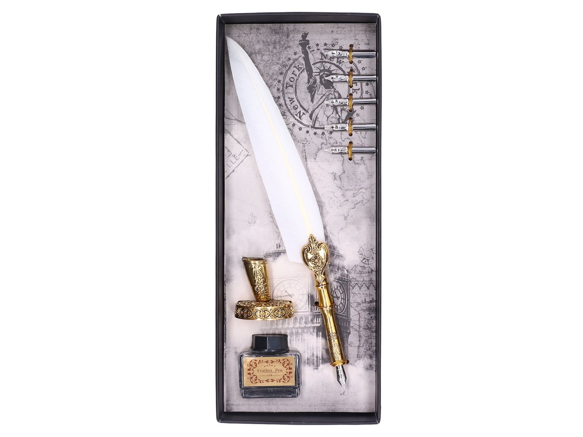 Pluma Estilográfica Vintage De Exquisita Elegancia Para Caligrafía Y Regalos - Blanca