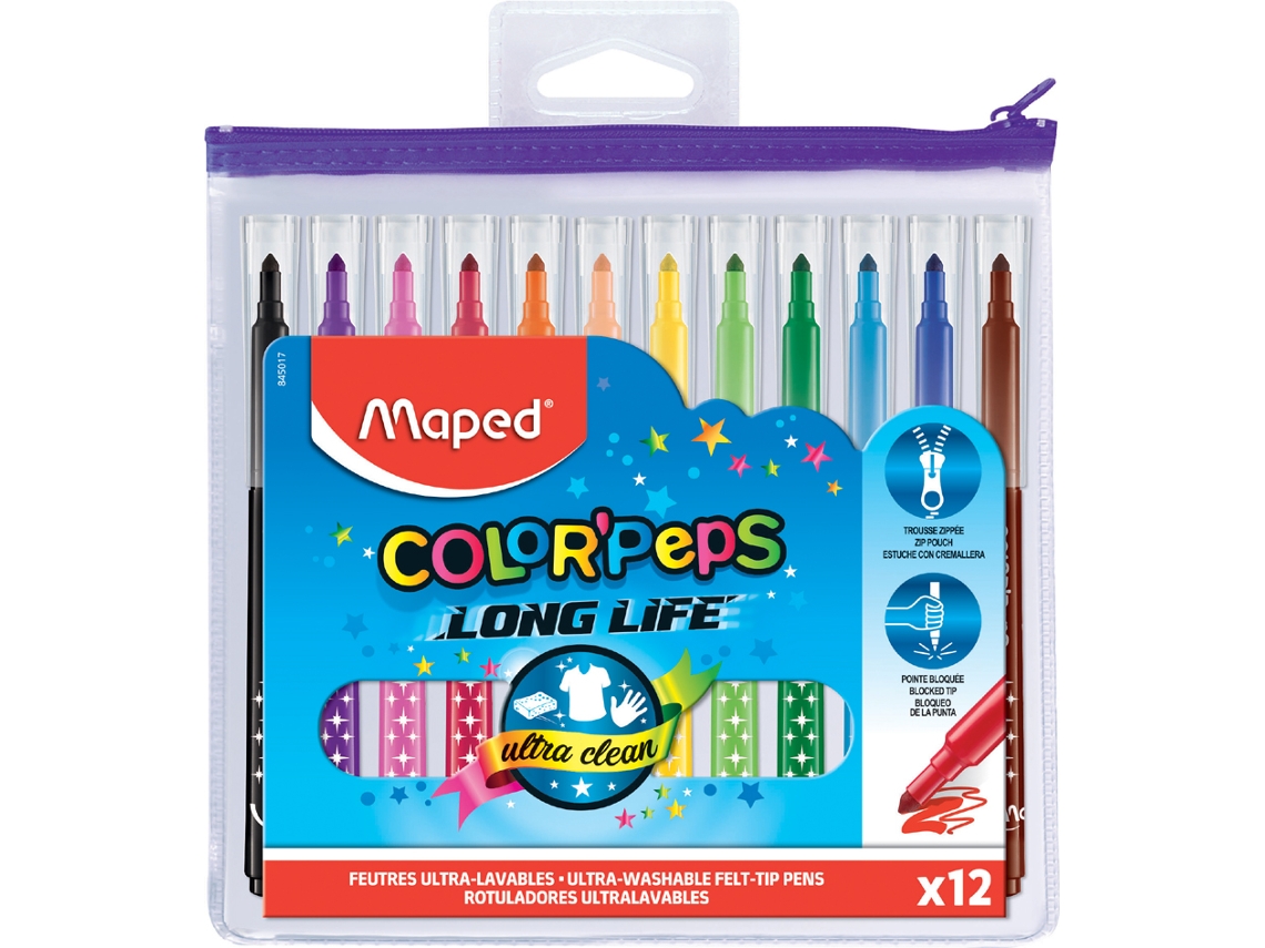 Bolígrafo de Fibra Mapeada Color Peps Long Life 12 Zíperes MAPED