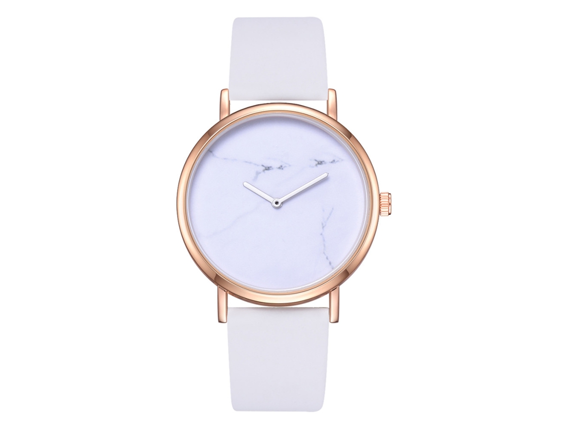 Reloj De Pulsera Casual De Moda Para Mujer Con Correa De Piel Sintética Y Movimiento De Cuarzo Blanco.