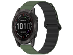 Bracelete Para Garmin Fenix 8 / 7x / 6x / 5x (26mm) - Silicone Magnético Brilhante Verde-exército E Preto
