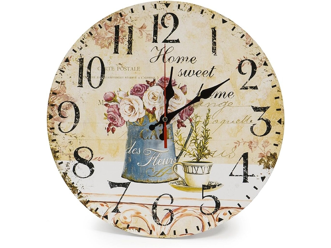 Reloj Pared Madera 30cm Silencioso Estilo Rural Para Cocina Salón Oficina