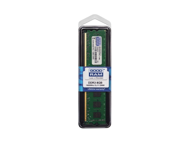 Memoria RAM DDR3 GOODRAM RA000584 (1 x 8 GB - 1600 MHz - CL 11 - Verde)