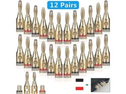 Paquete De 24 Conectores Banana Chapados En Oro Para Cable De Altavoz, No Requiere Soldadura, Compatible Con Calibres 8-20awg.