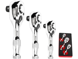 Juego De Llaves De Carraca Stubbys De 3 Piezas, 72 Dientes, 1/4", 3/8", 1/2"