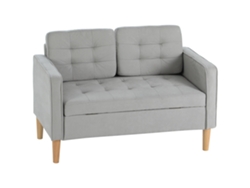 Sofá De 2 Plazas Con Espacio De Almacenamiento Capitoné, 117x62x78 Cm, Gris Claro.
