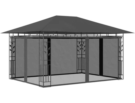 vidaXL Cenador con mosquitera gris antracita 4x3x2,73 m 180 g/m²