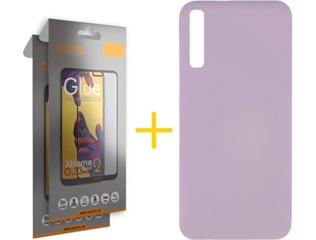 Kit Funda + 2 Protectores de Pantalla Samsung Galaxy A50 ACCETEL Full Silicona Líquida (Morado)