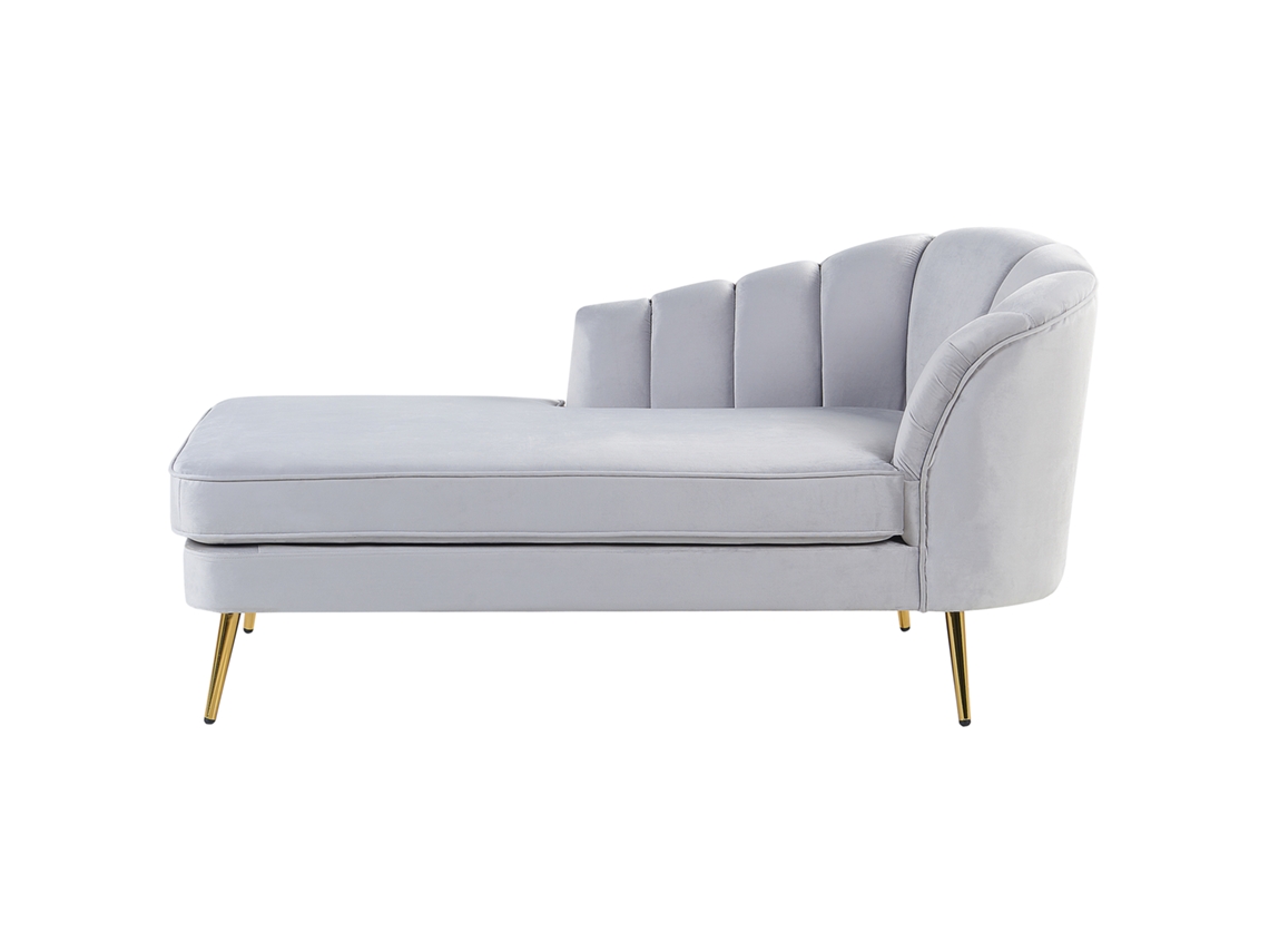 Chaise longue BELIANI Allier de Terciopelo Gris 150x76x75