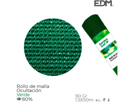 Rodillo Malla Oculta EDM Verde 80% 90Gt 1.5X50Mts