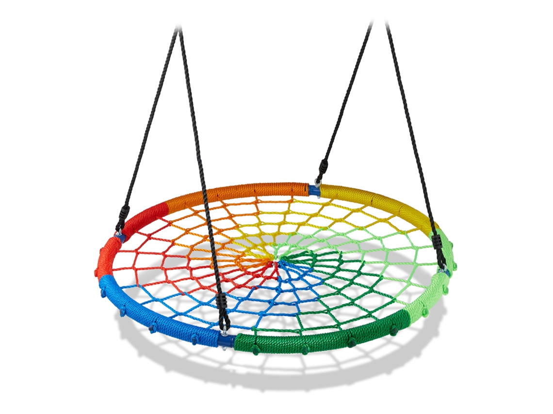 Relaxdays Columpio Nido, Niños Y Adultos, Capacidad Hasta 150 Kg, Altura Regulable, 100cm Ø, Balancín Jardín, Multicolor