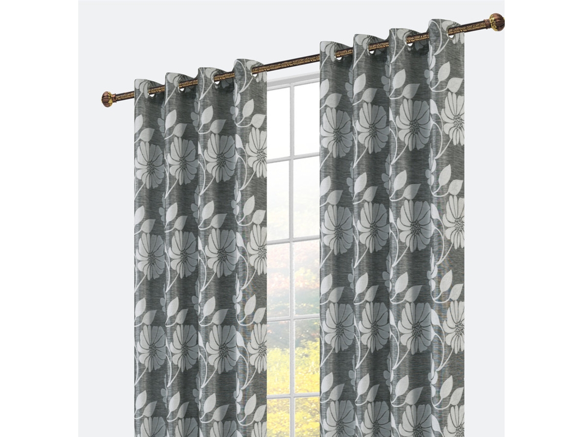 Cortina estampado floral gris claro 140 x 260 cm - Individual