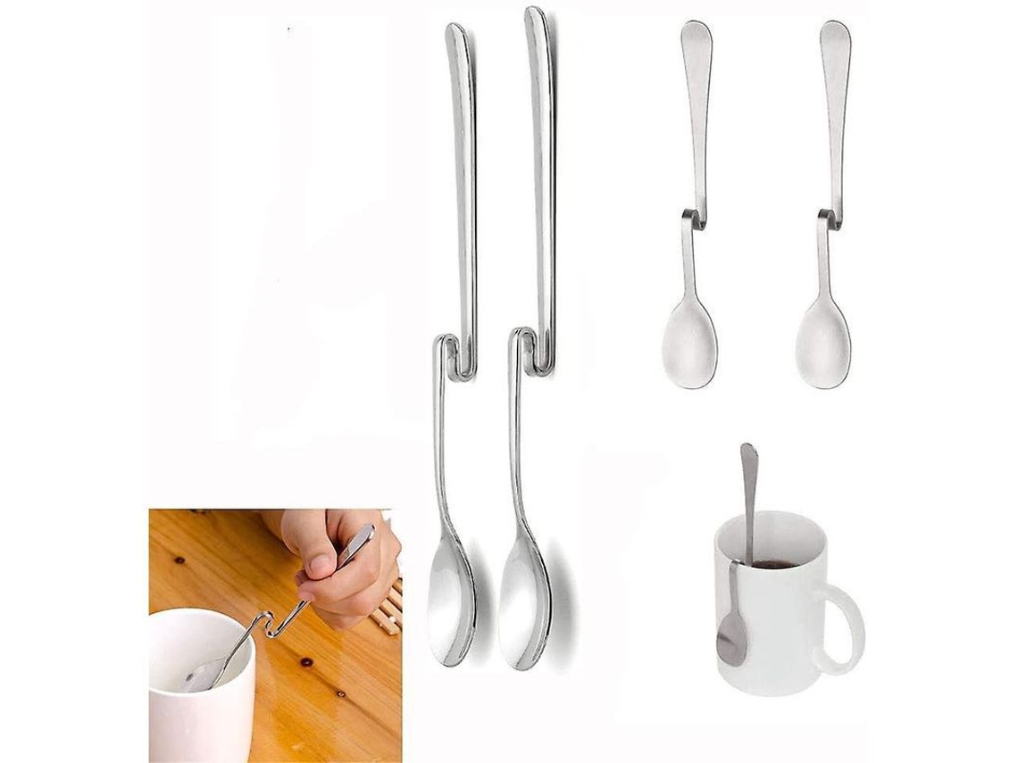Cucharas Para Yemas De Huevo, 2 Cucharas Largas Y 2 Cucharas Cortas Con Soporte Para Colgar En Vasos/frascos.