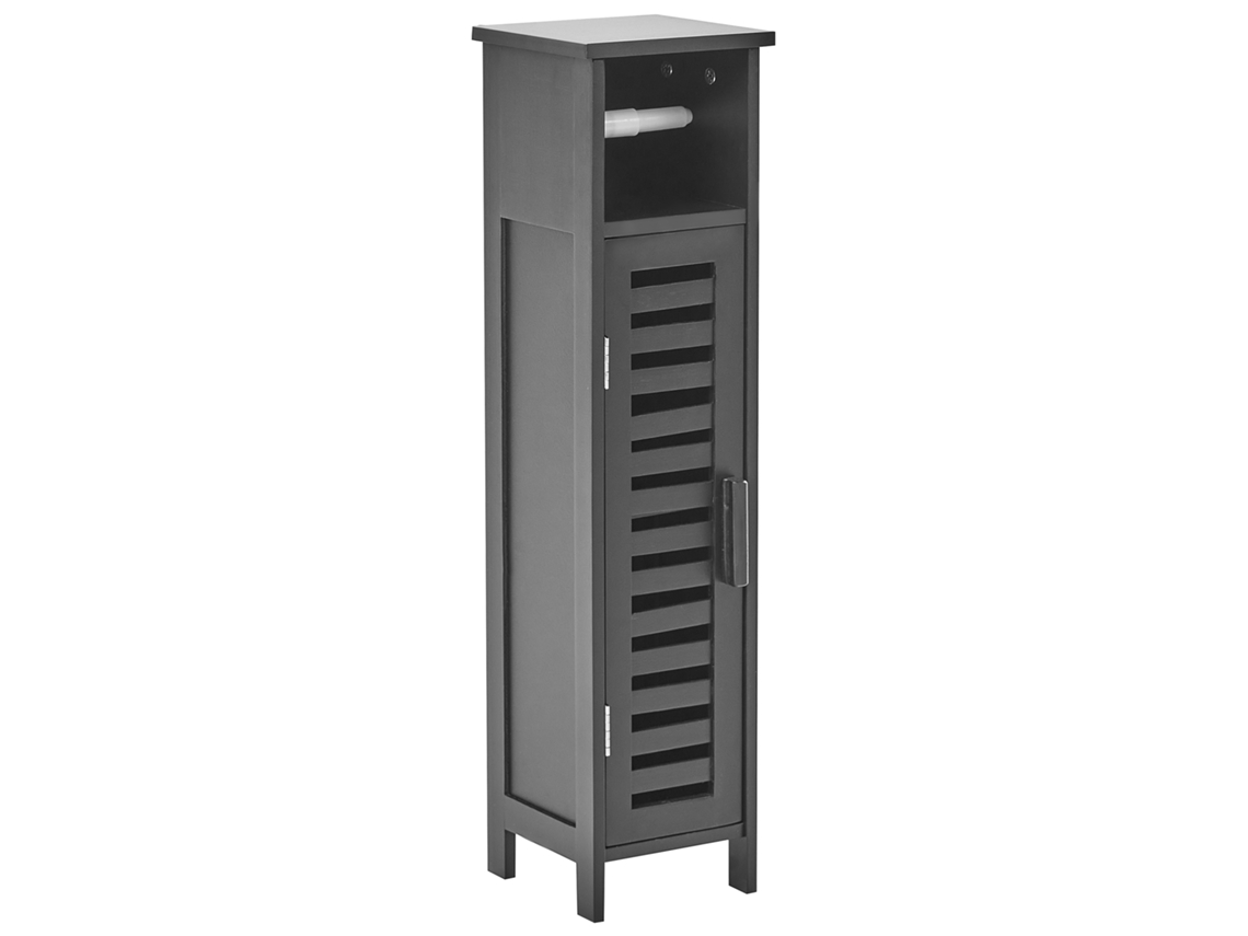 Portarrollos de papel higiénico de madera de bambú negro Beliani Olathe (18 x 17 x 72 cm)
