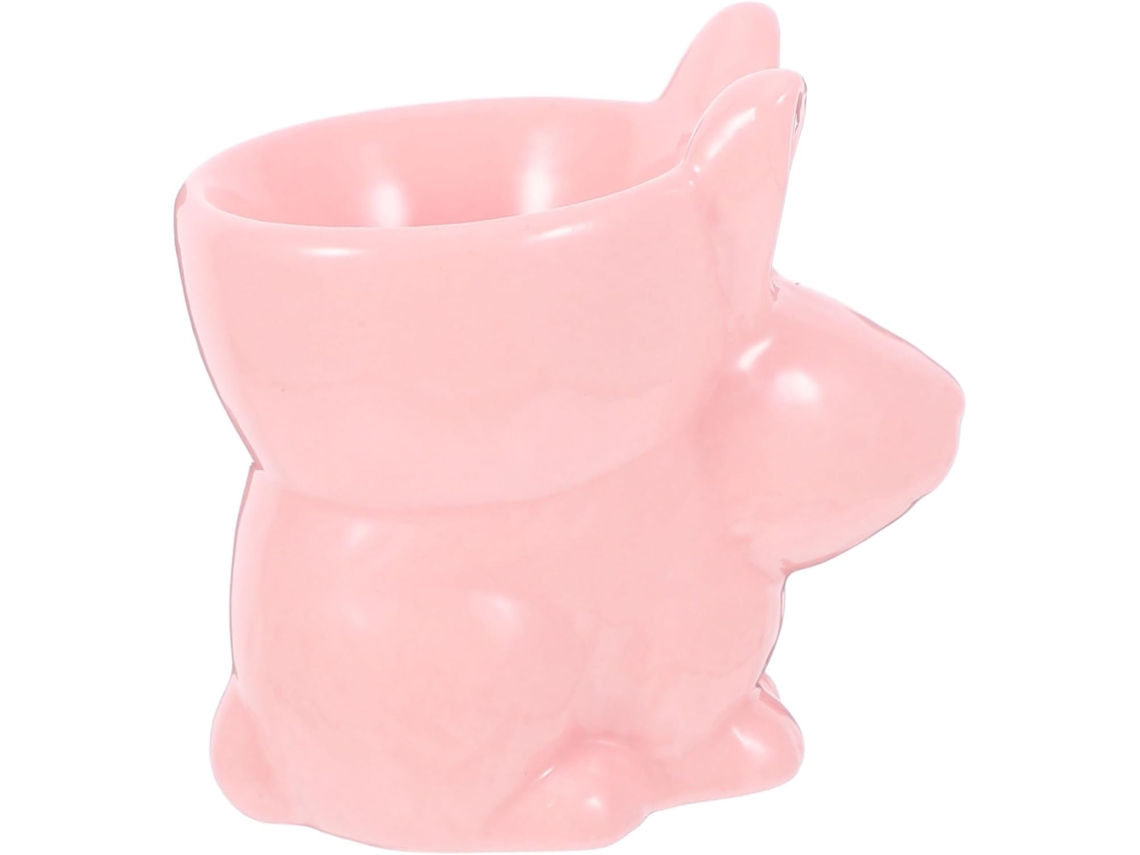 Huevera De Cerámica Rosa Con Forma De Conejo, Antideslizante, Para Huevos Duros.