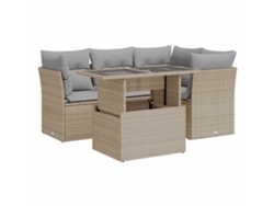 Conjunto 5 De Sofá De Jardín VIDAXL Beige Poli Ratán(100 x 55 x 73 cm)