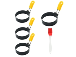 Molde redondo profesional para panqueques de 4 piezas, anillos para cocinar huevos para cocinar, molde redondo antiadherente para anillos de huevos, amarillo