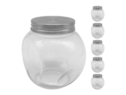 Relaxdays Tarros Para Caramelos, Set 6 X 480 Ml, Botes Para Dulces, Candy Bar, Tapa Inox, Transparente/plateado