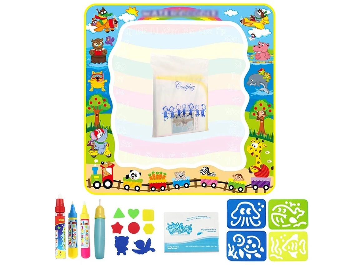 Tapete para pintar con acuarela (100 x 100 cm), tapete para colorear y garabatear con pincel mágico, juguete educativo para dibujar.