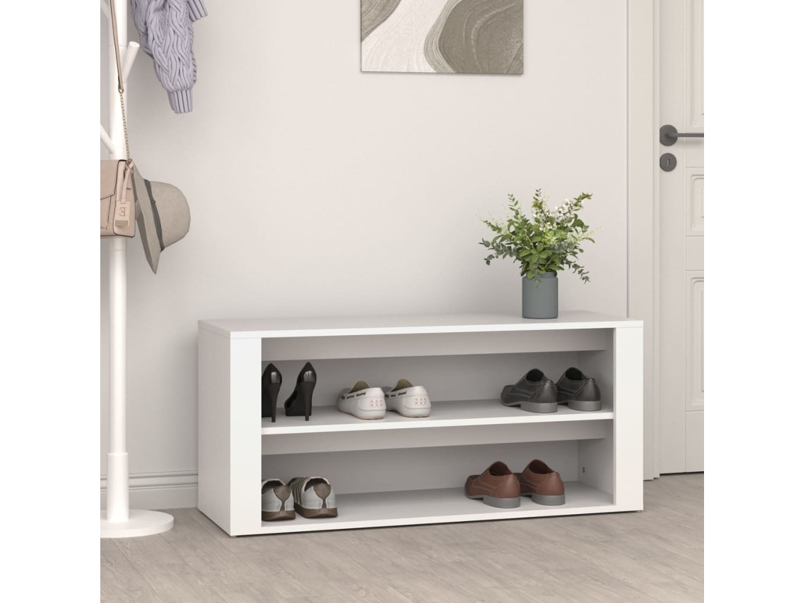 Zapatero Organizador en Derivados de Madera Blanco 100X35X45 Cm