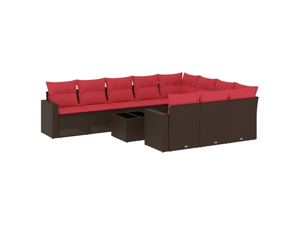 Maison Exclusive - Set De Sofás De Jardín 11 Pzas Cojines Ratán Sintético Marrón