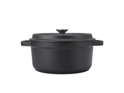 Olla De Hierro Fundido Con Asa Doble Asa, 24 Cm, Sin Revestimiento, Fondo Plano,