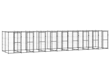 vidaXL Perrera de exterior de acero con techo 21,78 m²
