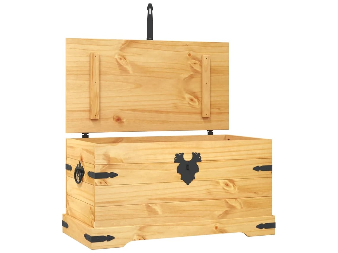 vidaXL Baúl de almacenaje de madera de pino mejicana Corona Range  91x49,5x47 cm