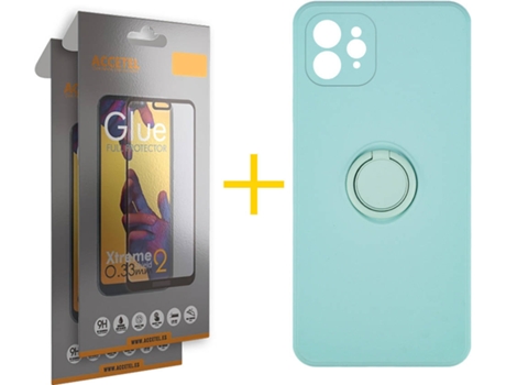 Carcasa + 2 Protectores de Pantalla para iPhone 12 Pro ACCETEL Verde Agua
