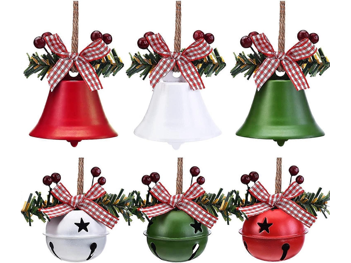 Juego de 6 adornos navideños de campanas, hechos a mano, con forma de estrella, para cumpleaños y Navidad. Hengjian