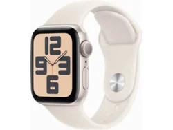 APPLE Watch SE 2024 GPS 40mm Aluminio Blanco Estrella con Correa Deportiva Blanco Estrella (Talla: S/M)