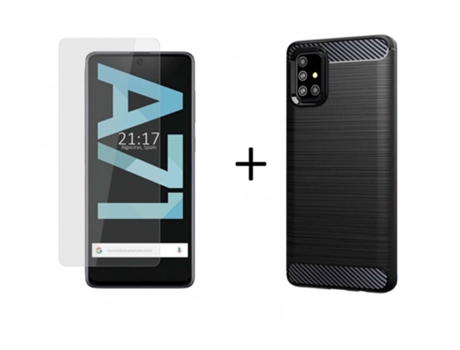 Carcasa + Protector de Pantalla Samsung Galaxy A71 TUMUNDOSMARTPHONE Pack Negro