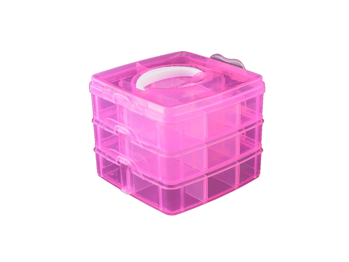 RNEMITERY Organizador multiusos, contenedor para guardar cosméticos, joyas y más. Plástico resistente con capas desmontables y asa portátil para un almacenamien