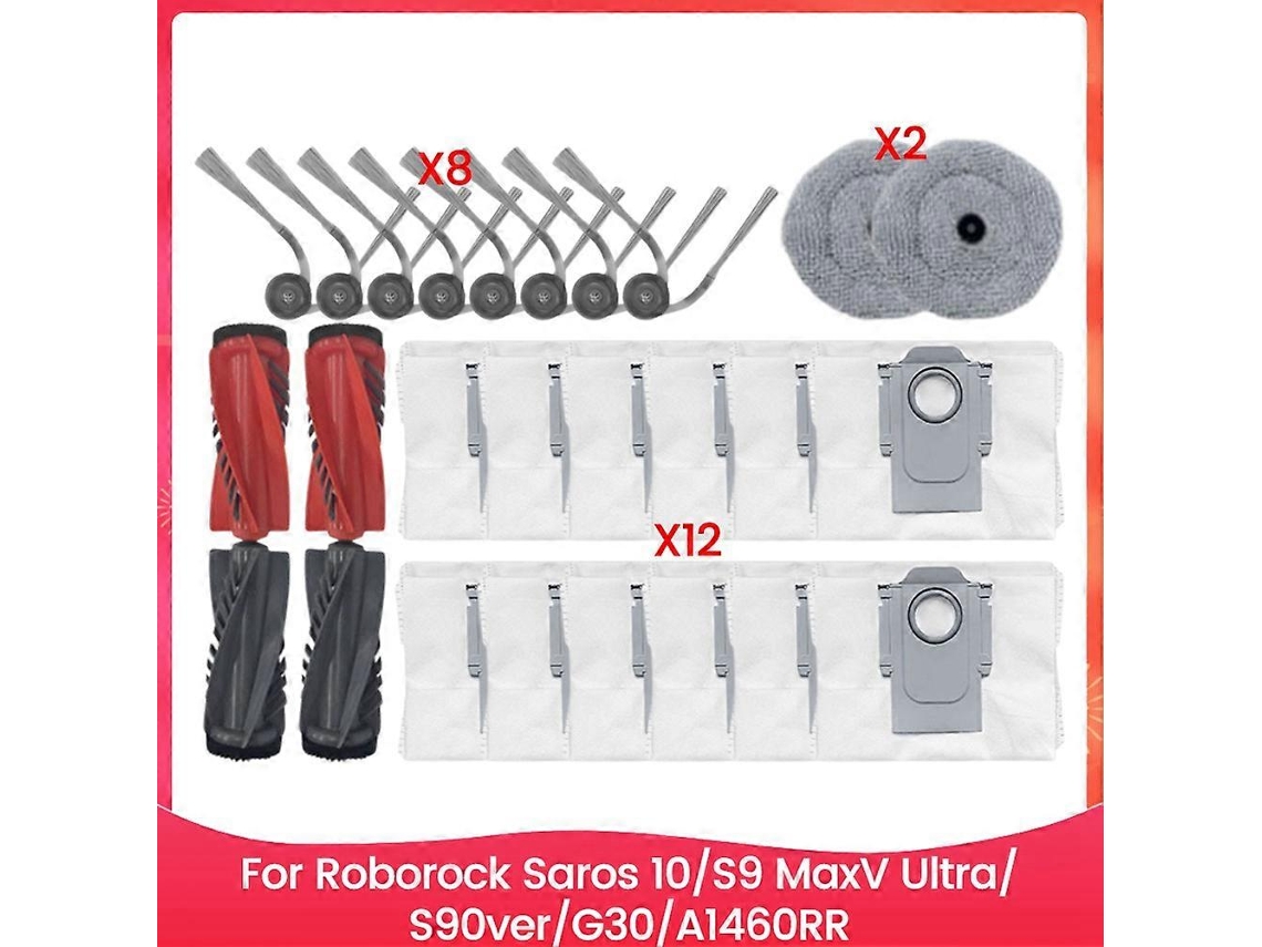 Peças de reposição para Saros 10/s9 Maxv Ultra/s90ver/g30/a1460rr: Escova lateral, rolo, saco de pó, filtro e eficiência.