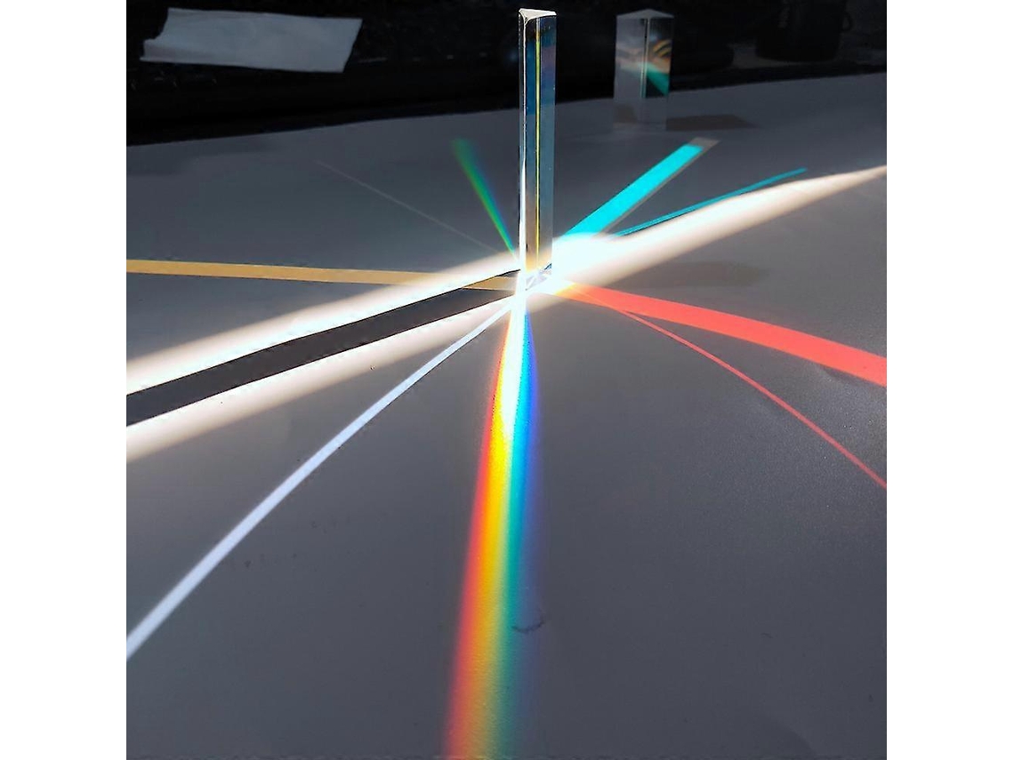 Prisma triangular de vidrio óptico reflectante de ángulo recto para la enseñanza del espectro de luz (prisma arcoíris)