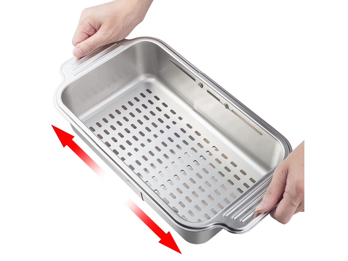 Cesta escurridora de acero inoxidable para fregadero de cocina con rejilla de drenaje extraíble
