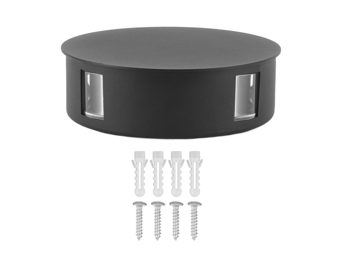 2026-lámpara De Pared Led Moderna Redonda 4 Lados 12w Luz Suave Impermeable Aluminio Negro 85-265v