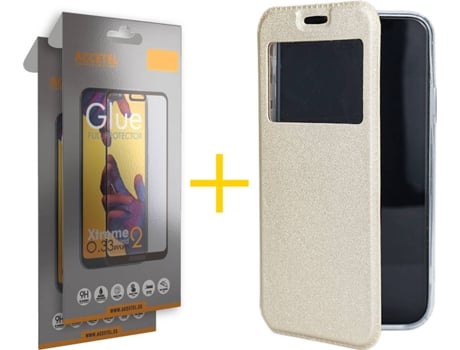 Carcasa + 2 Protectores de Pantalla para Samsung Galaxy S22 Plus 5G ACCETEL Dorado