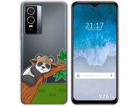 Carcasa para Vivo Y76 5G TUMUNDOSMARTPHONE Dibujos Transparente Panda Multicolor